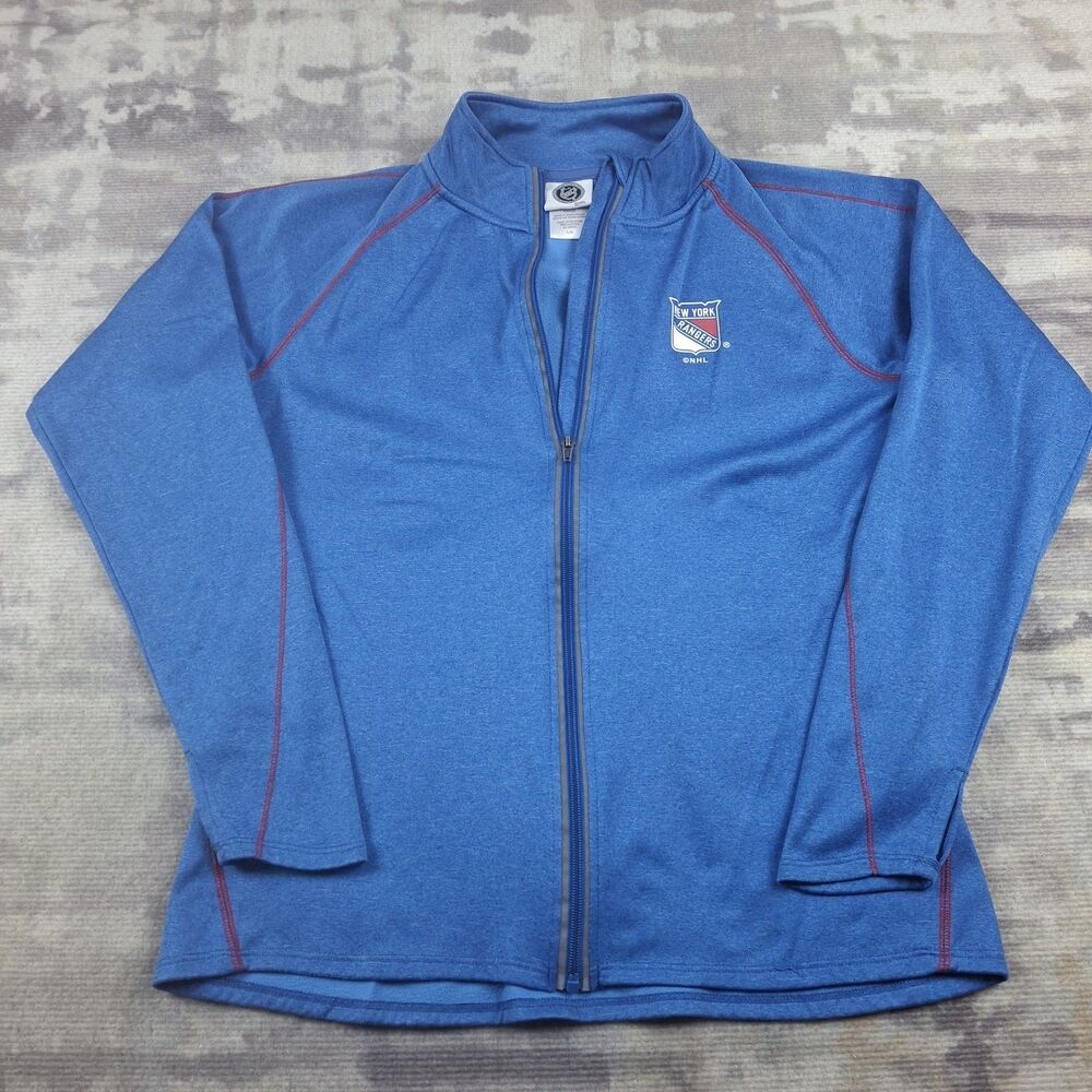 Official NHL New York Rangers Full Zip Track Jacket Blue Red Stitching Hockey...